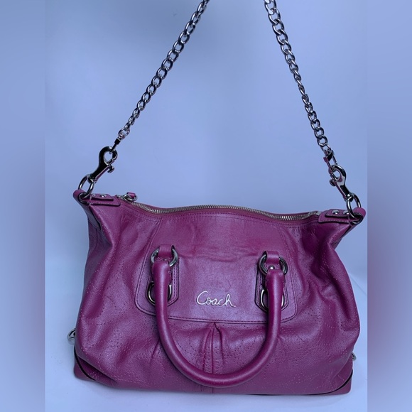 Coach Ashley Pink Leather Convertible Hobo Bag Mauve - Picture 5 of 15